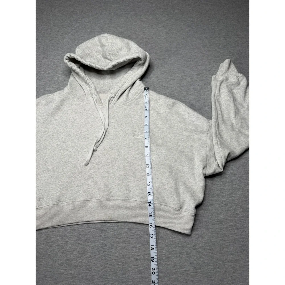 Hollister Womens Cropped Hoodie Light Grey‎ Heather Embroidered Logo XS
